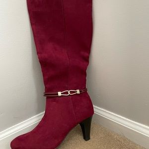 Maroon/burgundy knee high boots